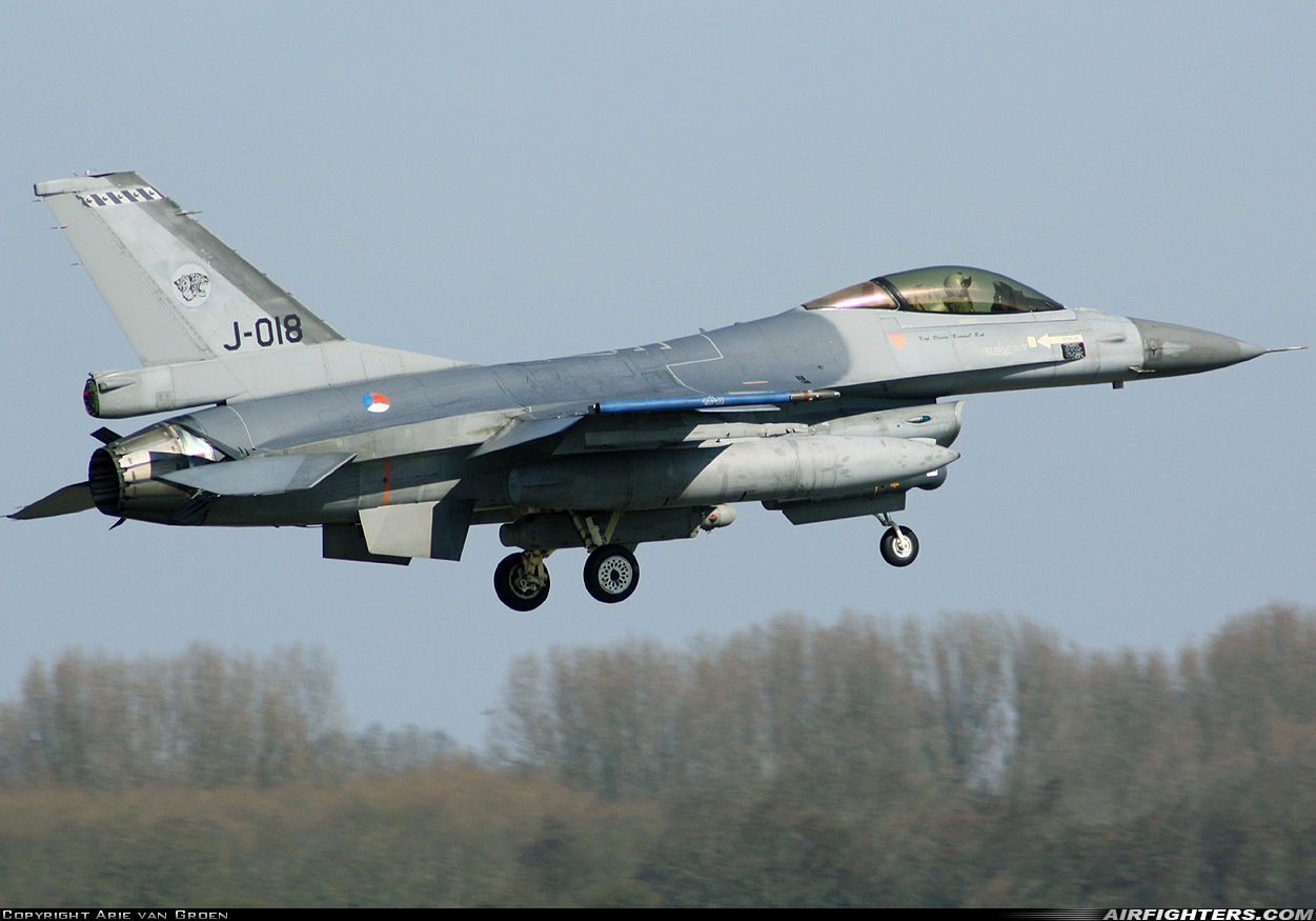 Netherlands - Air Force General Dynamics F-16AM Fighting Falcon J-018 at Leeuwarden (LWR / EHLW), Netherlands
