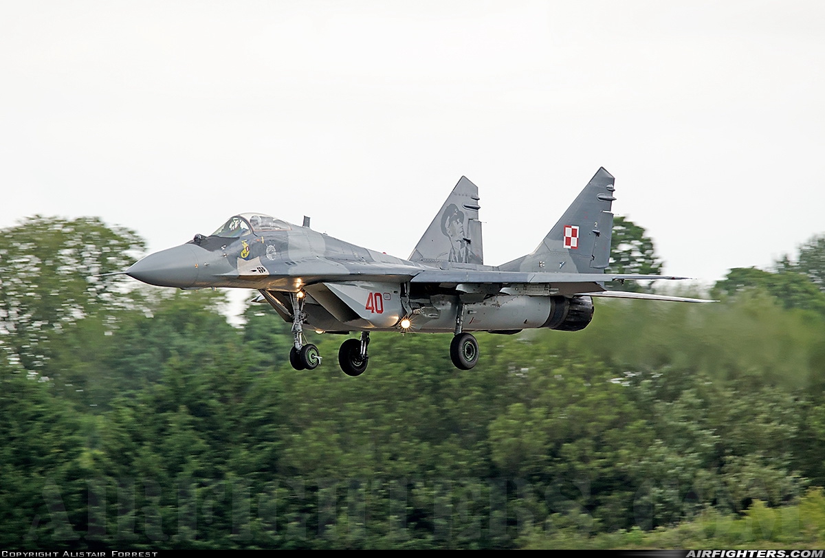 Poland - Air Force Mikoyan-Gurevich MiG-29A (9.12A) 40 at Fairford (FFD / EGVA), UK