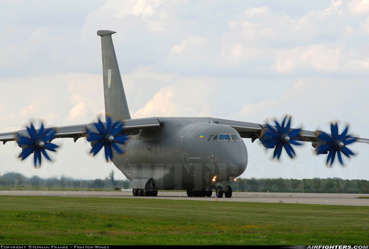 Ukraine - Air Force Antonov An-70 02 BLUE at Leipzig / Halle (- Schkeuditz) (LEJ / EDDP), Germany