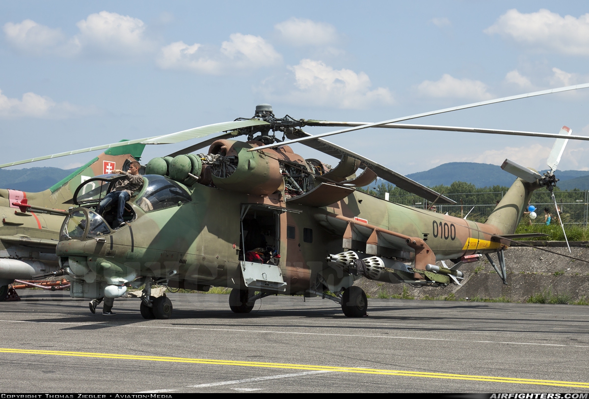 Slovakia - Air Force Mil Mi-24D 0100 at Piestany (PZY / LZPP), Slovakia