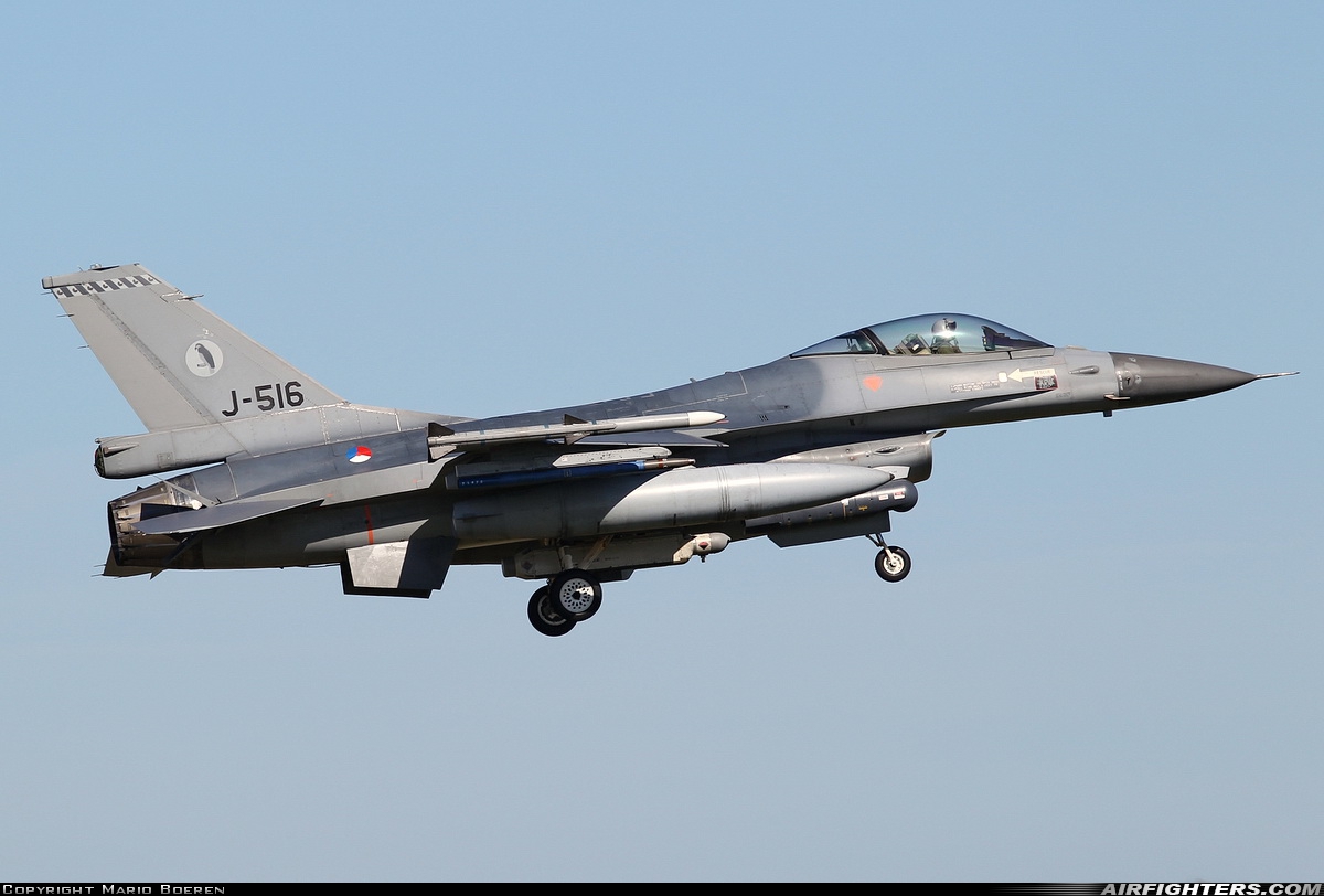 Netherlands - Air Force General Dynamics F-16AM Fighting Falcon J-516 at Leeuwarden (LWR / EHLW), Netherlands