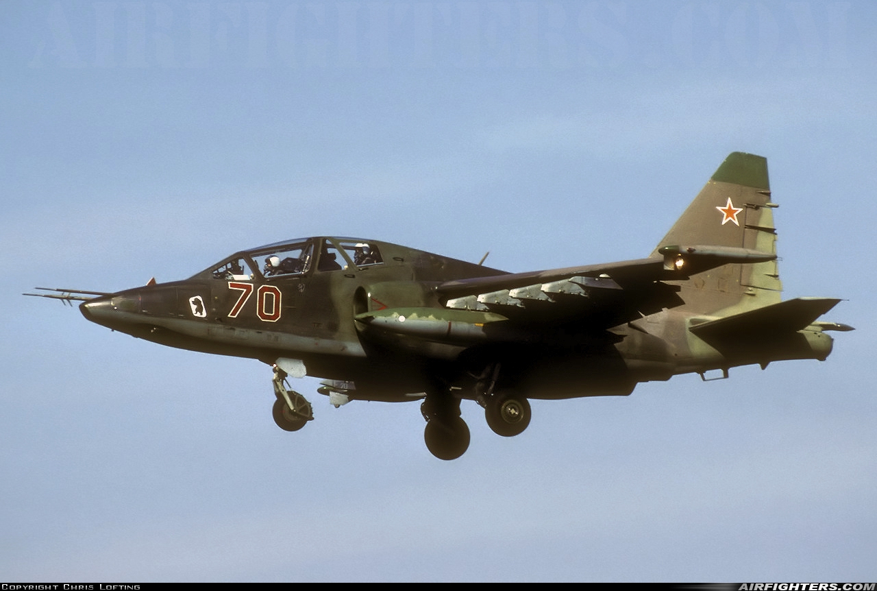 Russia - Air Force Sukhoi Su-25UB 70 RED at Demmin - Tutow, Germany