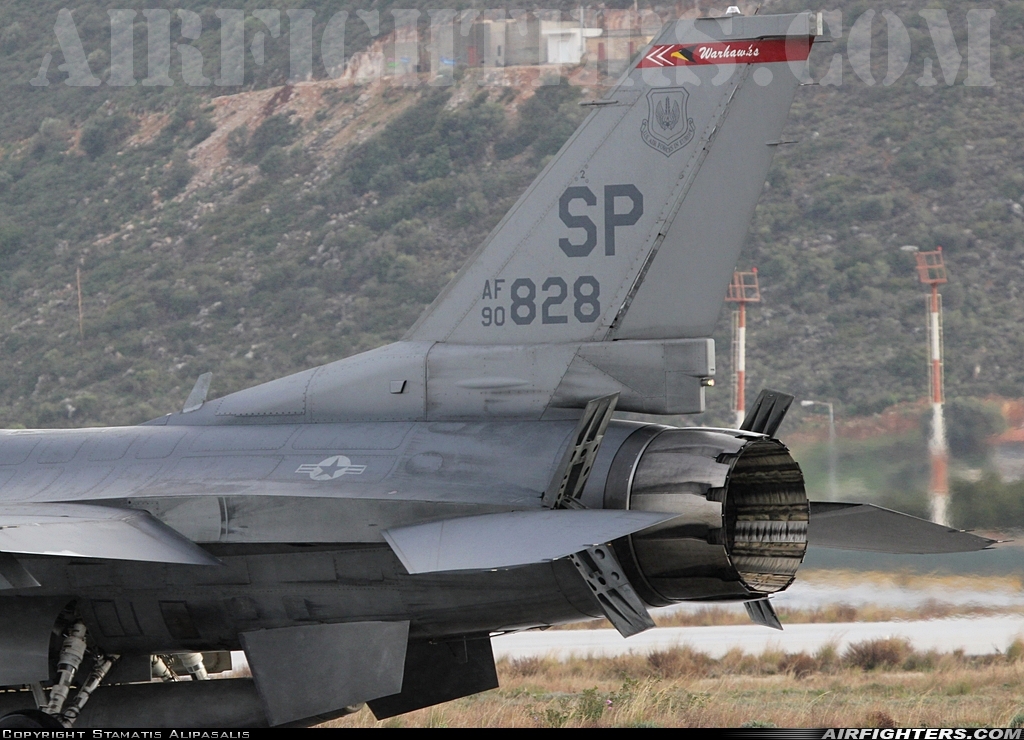 USA - Air Force General Dynamics F-16C Fighting Falcon 90-0828 at Chania - Souda (CHQ / LGSA), Greece