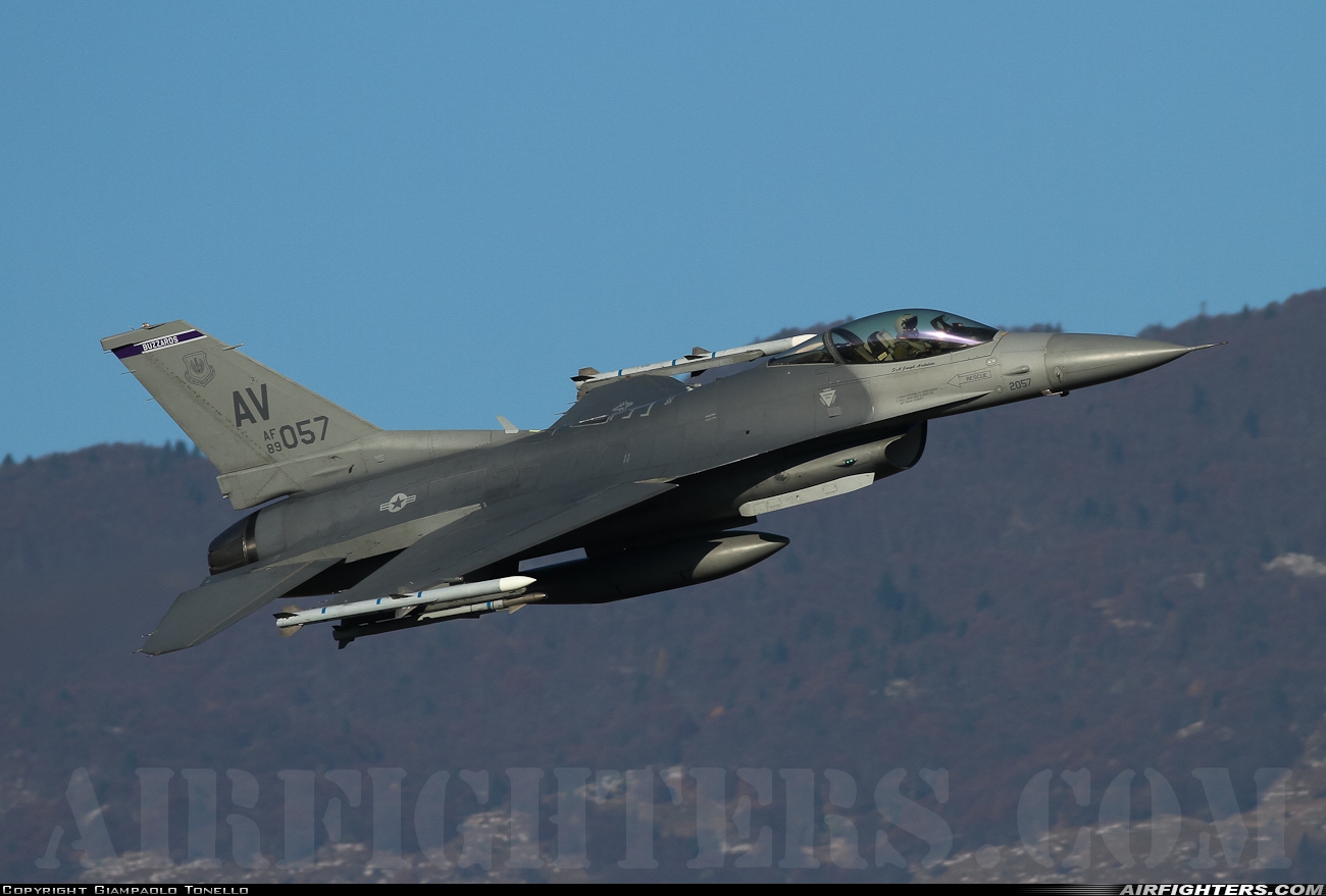 USA - Air Force General Dynamics F-16C Fighting Falcon 89-2057 at Aviano (- Pagliano e Gori) (AVB / LIPA), Italy
