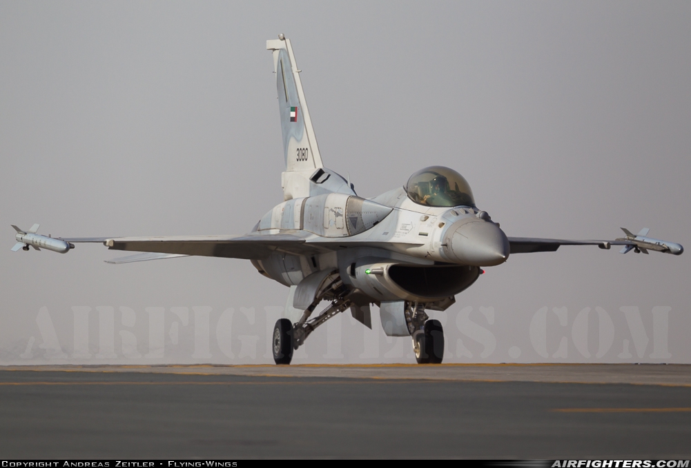 United Arab Emirates - Air Force Lockheed Martin F-16E Fighting Falcon 3080 at Jebel Ali (Dubai) - Al Maktoum Int. (DWC / OMDW), United Arab Emirates