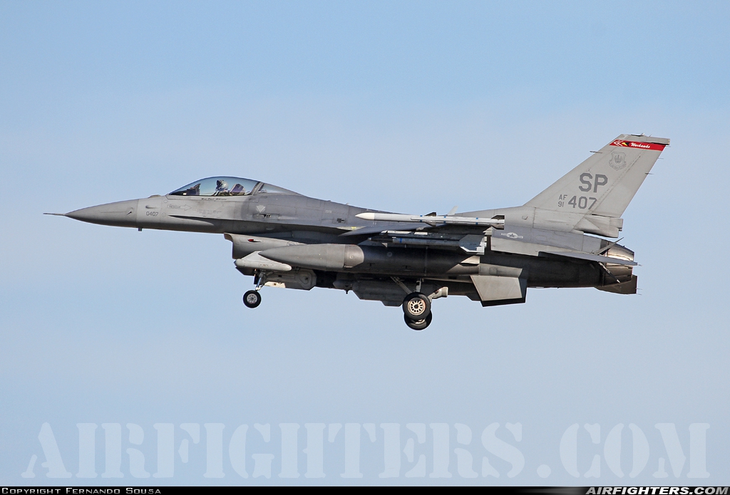 USA - Air Force General Dynamics F-16C Fighting Falcon 91-0407 at Beja (BA11) (LPBJ), Portugal