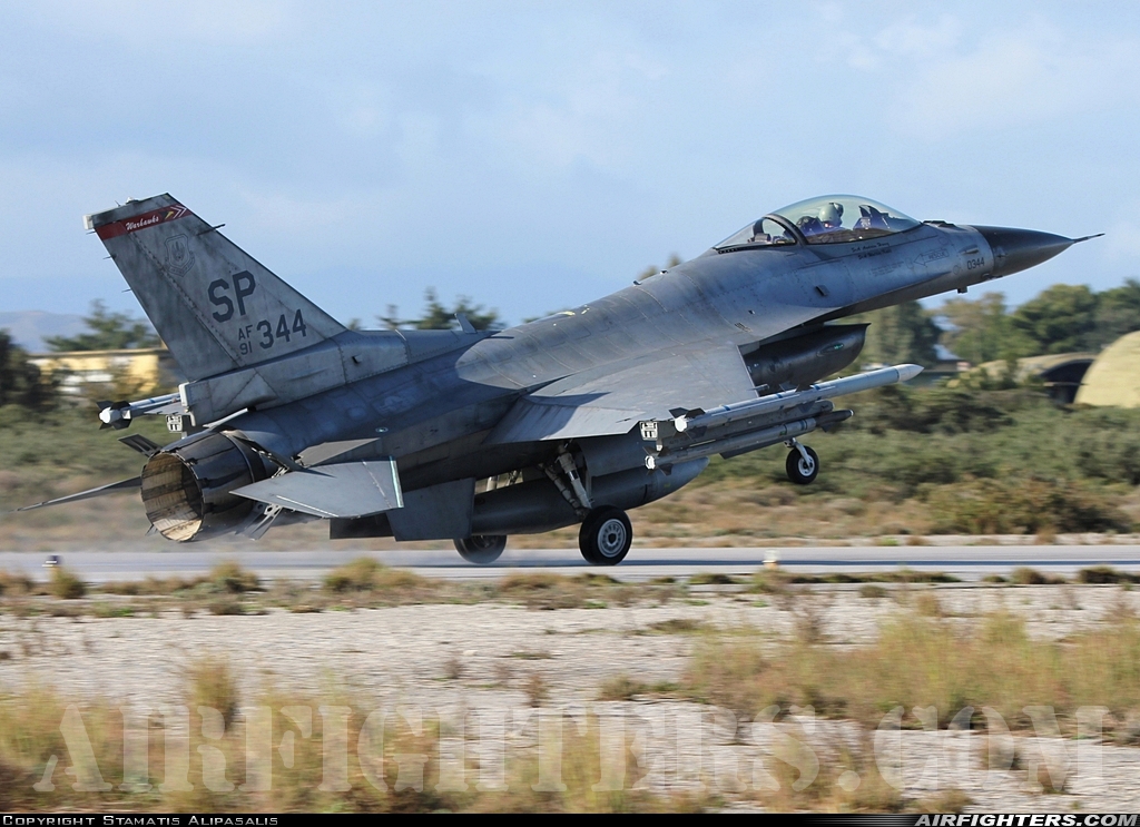 USA - Air Force General Dynamics F-16C Fighting Falcon 91-0344 at Chania - Souda (CHQ / LGSA), Greece