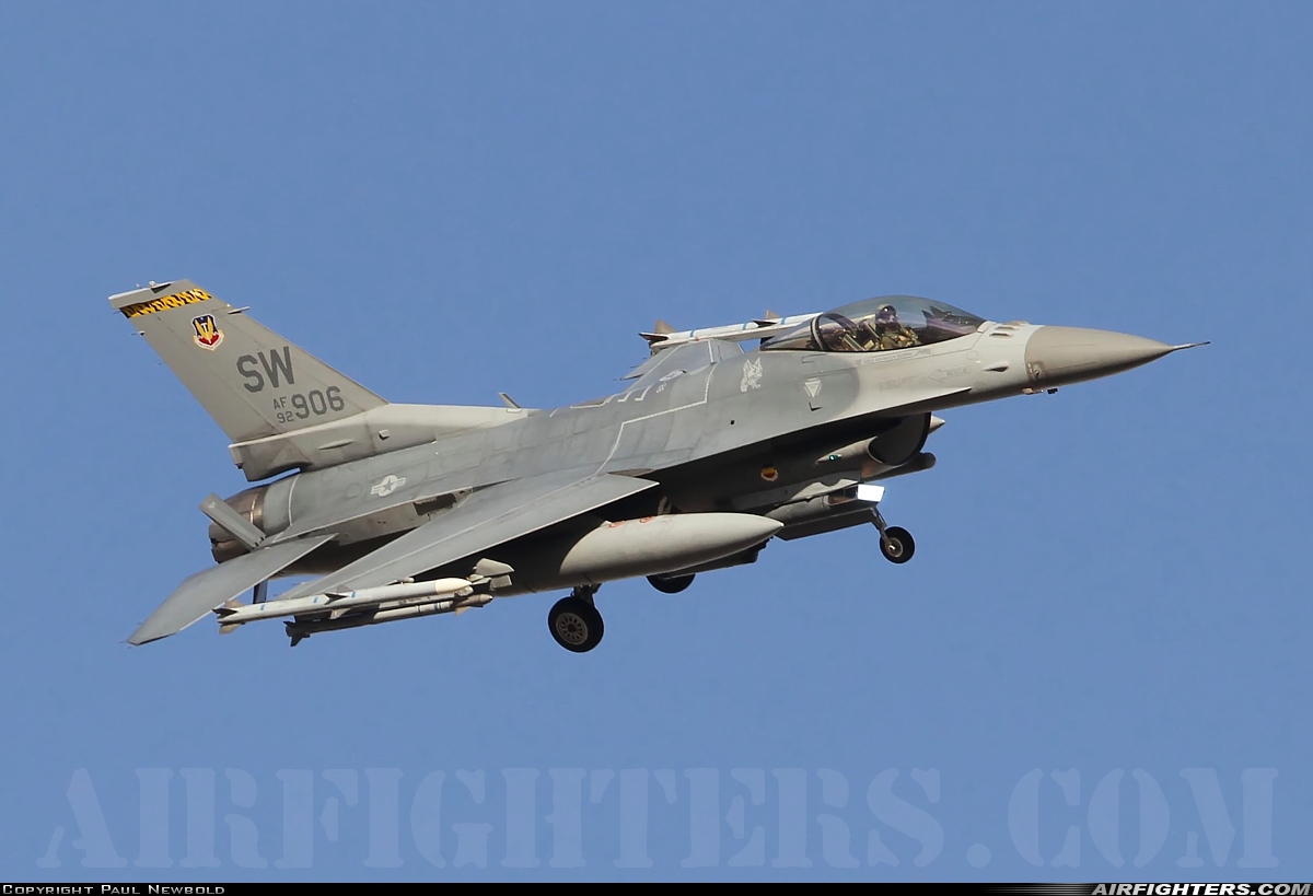 USA - Air Force General Dynamics F-16C Fighting Falcon 92-3906 at Las Vegas - Nellis AFB (LSV / KLSV), USA