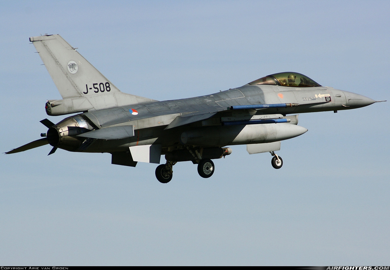 Netherlands - Air Force General Dynamics F-16AM Fighting Falcon J-508 at Leeuwarden (LWR / EHLW), Netherlands