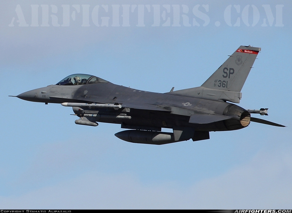 USA - Air Force General Dynamics F-16C Fighting Falcon 91-0361 at Chania - Souda (CHQ / LGSA), Greece