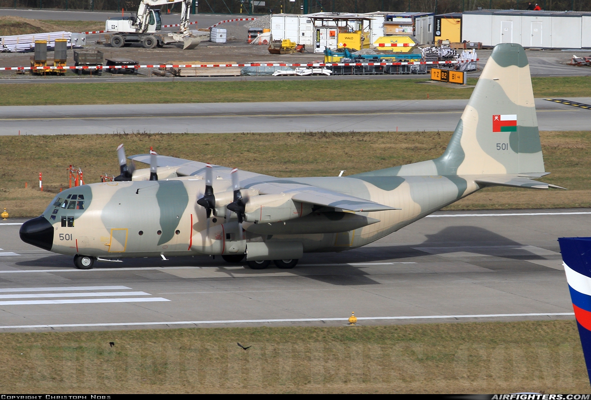 Oman - Air Force Lockheed C-130H Hercules (L-382) 501 at Zurich (- Kloten) (ZRH / LSZH), Switzerland