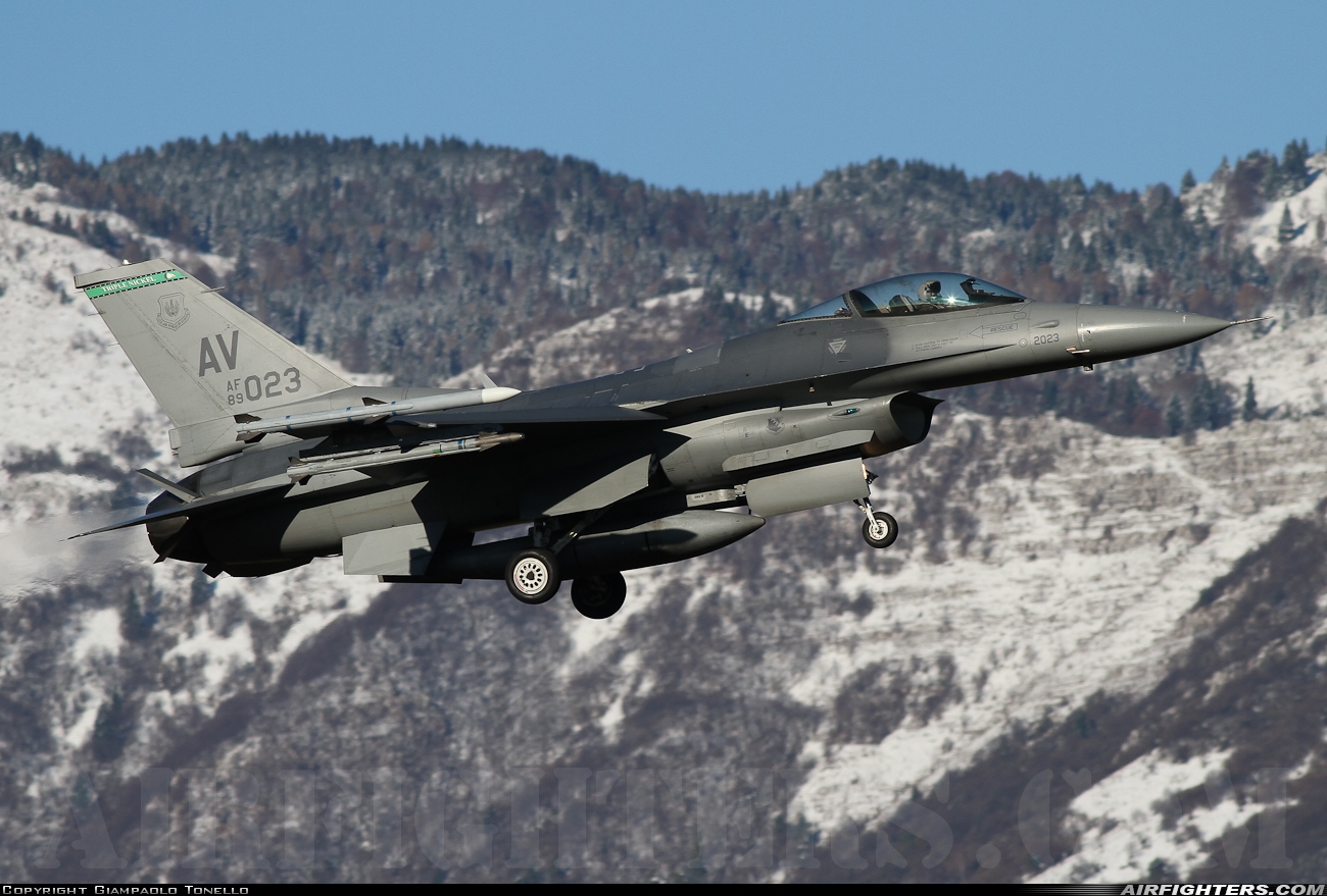 USA - Air Force General Dynamics F-16C Fighting Falcon 89-2023 at Aviano (- Pagliano e Gori) (AVB / LIPA), Italy