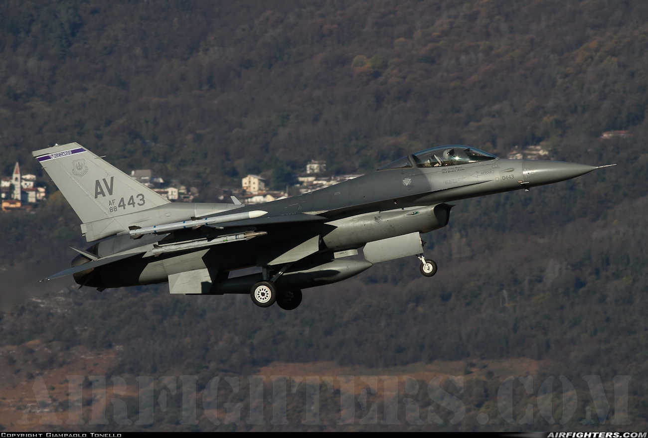 USA - Air Force General Dynamics F-16C Fighting Falcon 88-0443 at Aviano (- Pagliano e Gori) (AVB / LIPA), Italy