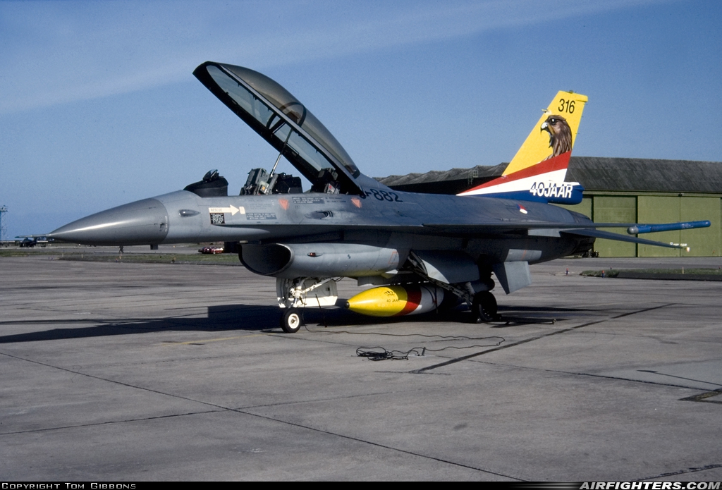Netherlands - Air Force General Dynamics F-16B Fighting Falcon J-882 at Lossiemouth (LMO / EGQS), UK