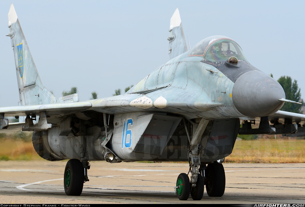 Ukraine - Air Force Mikoyan-Gurevich MiG-29 (9.13) 16 BLUE at Nikolayev - Kul'bakino, Ukraine