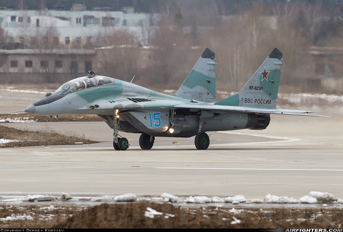 Russia - Air Force Mikoyan-Gurevich MiG-29UB (9.51) RF-92191 at Chkalovsky (CKL / UUMU), Russia