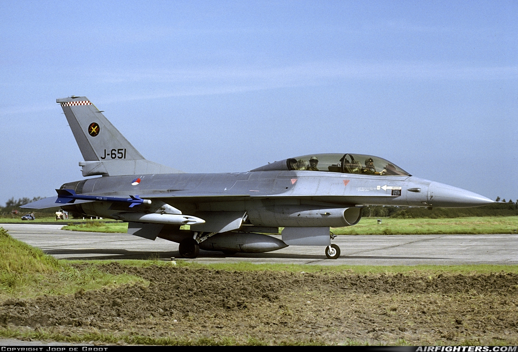 Netherlands - Air Force General Dynamics F-16B Fighting Falcon J-651 at Leeuwarden (LWR / EHLW), Netherlands