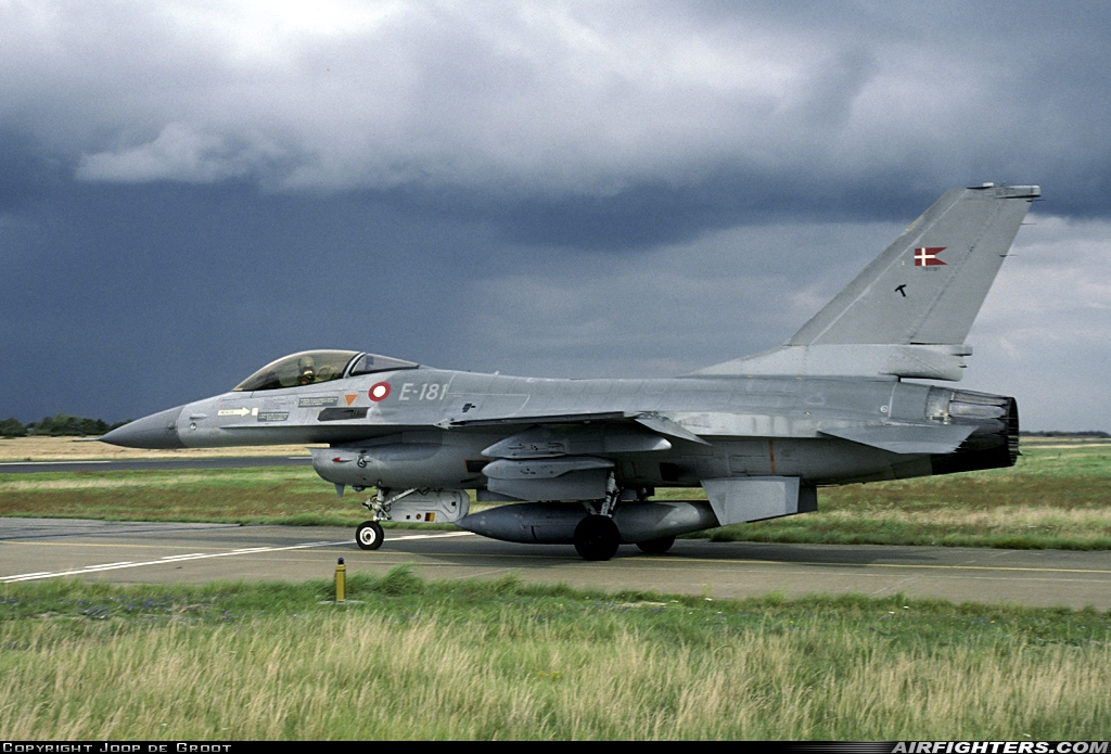 Denmark - Air Force General Dynamics F-16A Fighting Falcon E-181 at Karup (KRP / EKKA), Denmark