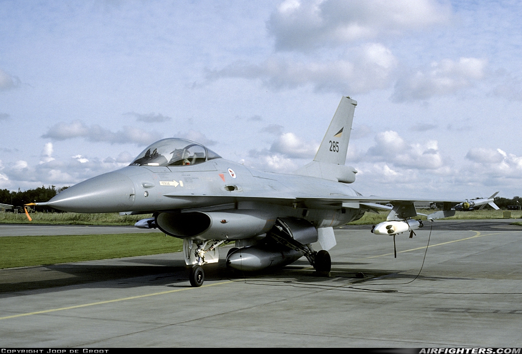 Norway - Air Force General Dynamics F-16A Fighting Falcon 285 at Aalborg (AAL / EKYT), Denmark