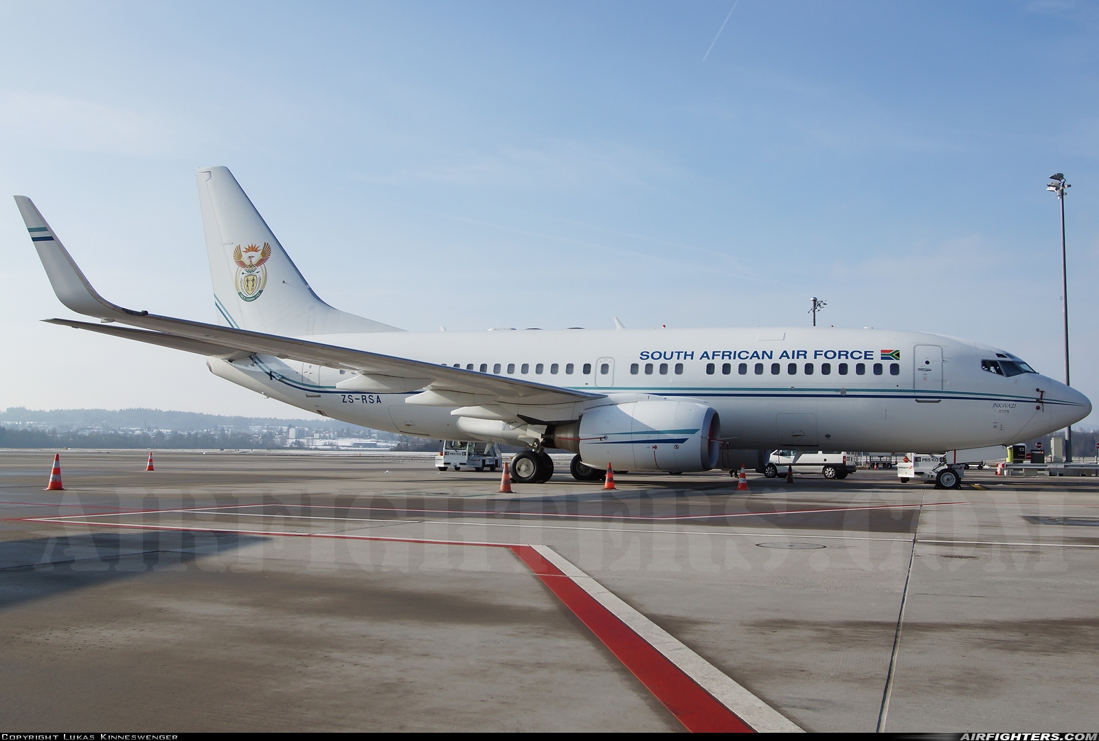South Africa - Air Force Boeing 737-7ED BBJ ZS-RSA at Zurich (- Kloten) (ZRH / LSZH), Switzerland