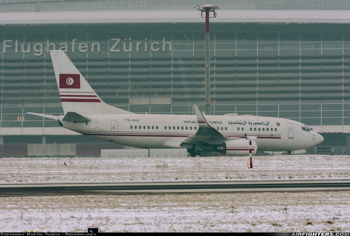 Tunisia - Government Boeing 737-7H3 BBJ TS-IOO at Zurich (- Kloten) (ZRH / LSZH), Switzerland