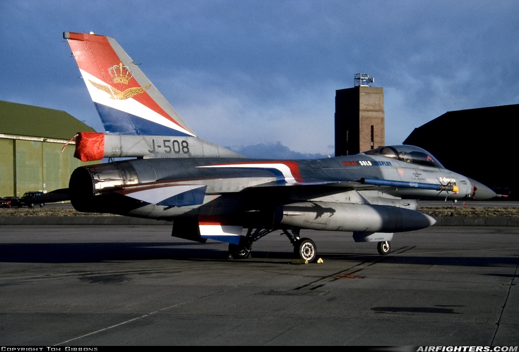 Netherlands - Air Force General Dynamics F-16A Fighting Falcon J-508 at Lossiemouth (LMO / EGQS), UK