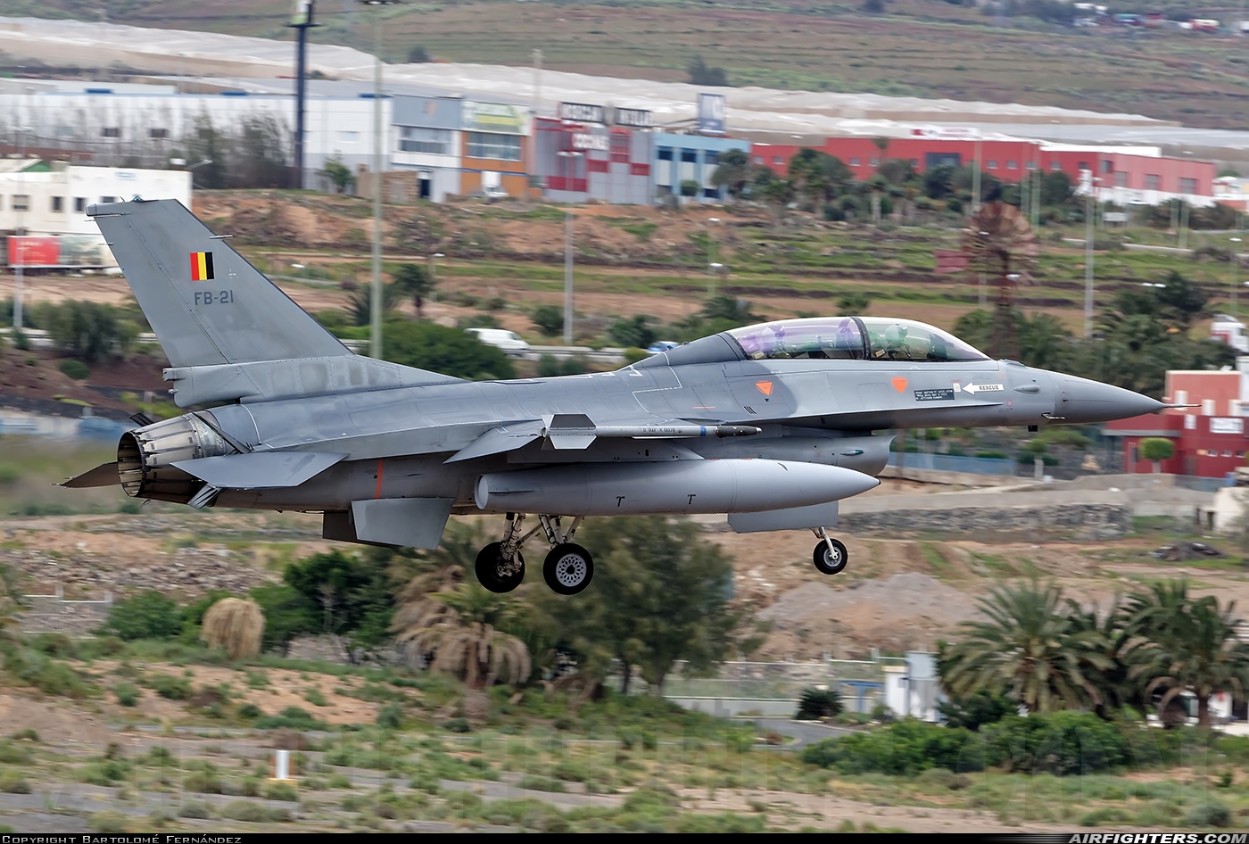 Belgium - Air Force General Dynamics F-16BM Fighting Falcon FB-21 at Gran Canaria (- Las Palmas / Gando) (LPA / GCLP), Spain