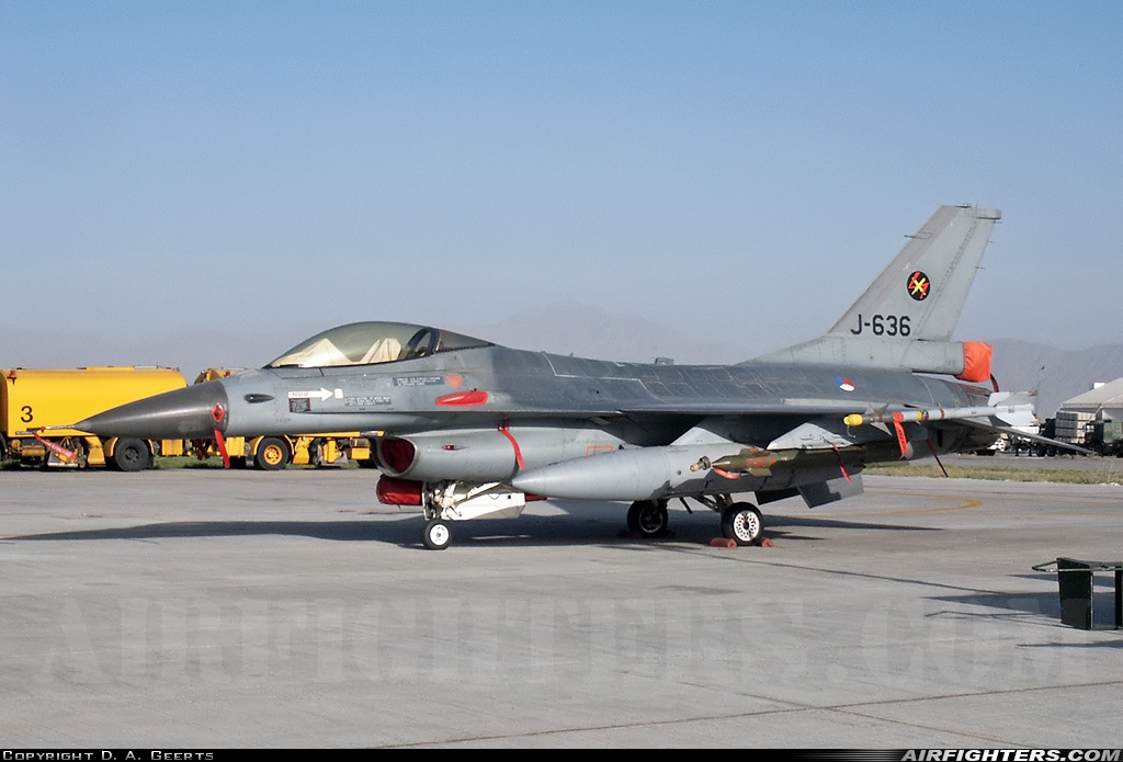 Netherlands - Air Force General Dynamics F-16AM Fighting Falcon J-636 at Kabul - Khwaja Rawash (KBL / OAKB), Afghanistan