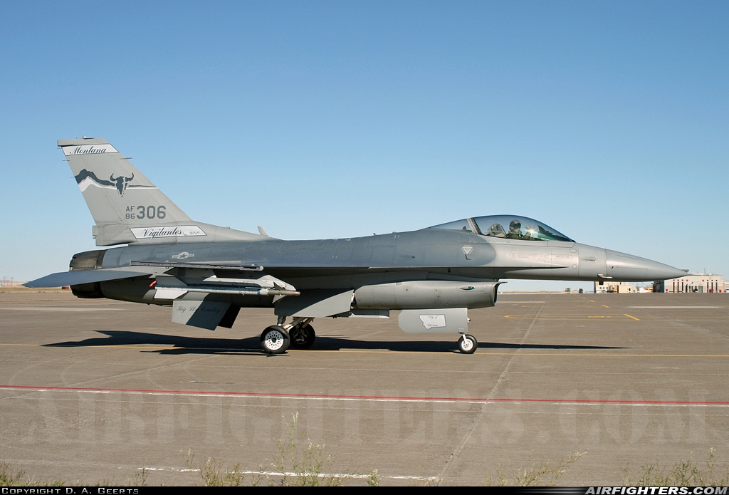 USA - Air Force General Dynamics F-16C Fighting Falcon 86-0306 at Great Falls - International (GTF / KGTF), USA