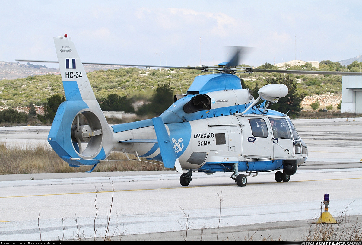 Greece - Coast Guard Aerospatiale SA-365N3 Dauphin 2 HC-34 at Kotroni (KRN / LGKN), Greece