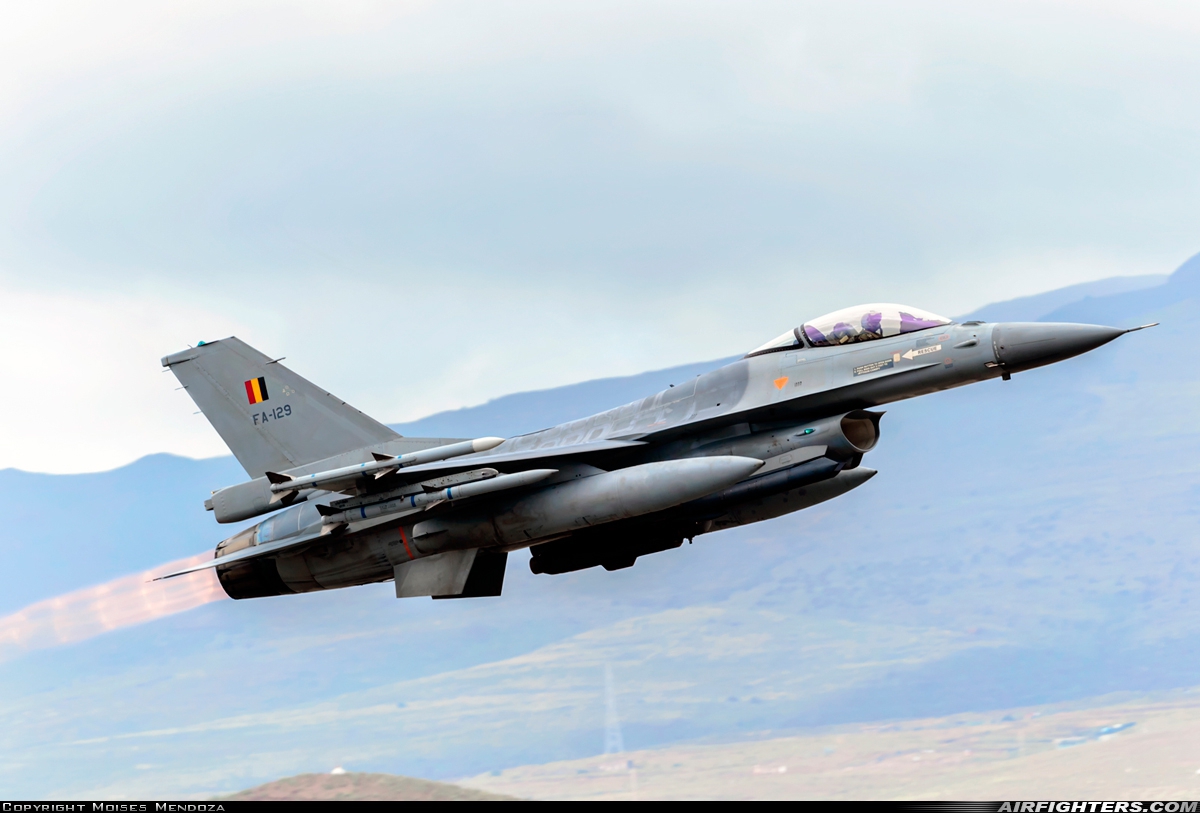 Belgium - Air Force General Dynamics F-16AM Fighting Falcon FA-129 at Gran Canaria (- Las Palmas / Gando) (LPA / GCLP), Spain