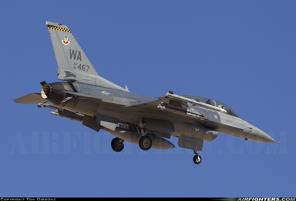 USA - Air Force General Dynamics F-16D Fighting Falcon 91-0467 at Las Vegas - Nellis AFB (LSV / KLSV), USA