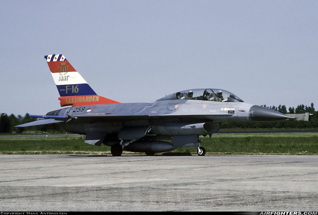 Netherlands - Air Force General Dynamics F-16B Fighting Falcon J-259 at Leeuwarden (LWR / EHLW), Netherlands