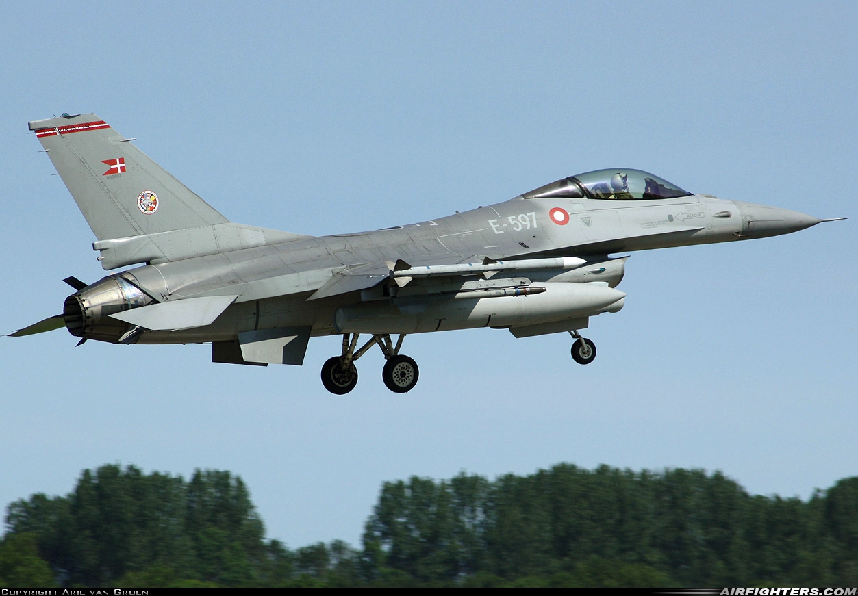 Denmark - Air Force General Dynamics F-16AM Fighting Falcon E-597 at Leeuwarden (LWR / EHLW), Netherlands