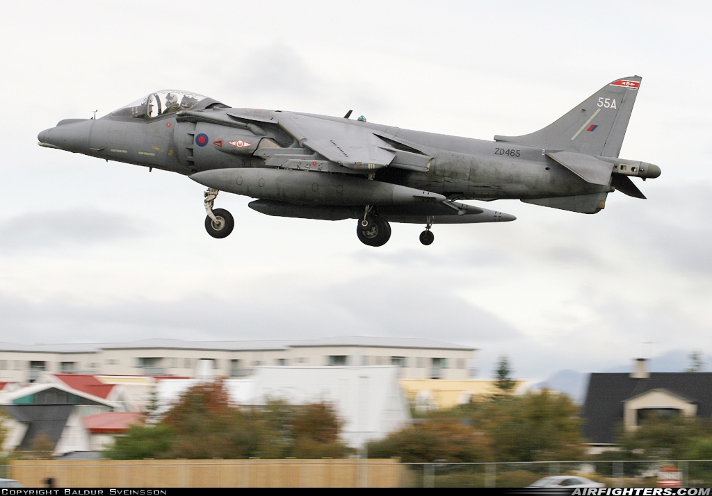 UK - Air Force British Aerospace Harrier GR.7A ZD465 at Reykjavik (RKV / BIRK), Iceland