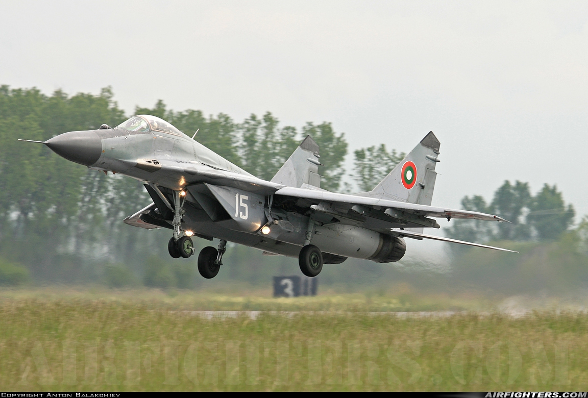 Bulgaria - Air Force Mikoyan-Gurevich MiG-29A (9.12A) 15 at Graf Ignatievo (LBPG), Bulgaria