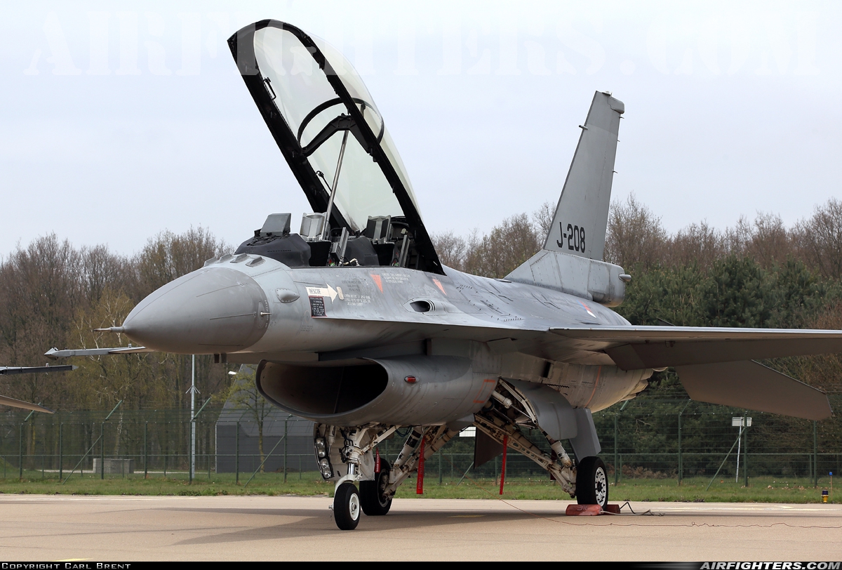 Netherlands - Air Force General Dynamics F-16BM Fighting Falcon J-208 at Uden - Volkel (UDE / EHVK), Netherlands