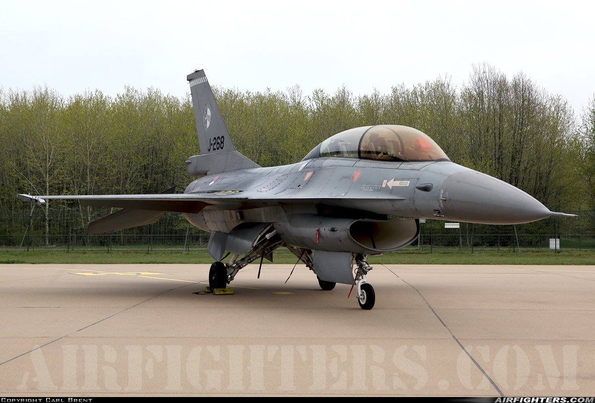 Netherlands - Air Force General Dynamics F-16B Fighting Falcon J-268 at Uden - Volkel (UDE / EHVK), Netherlands