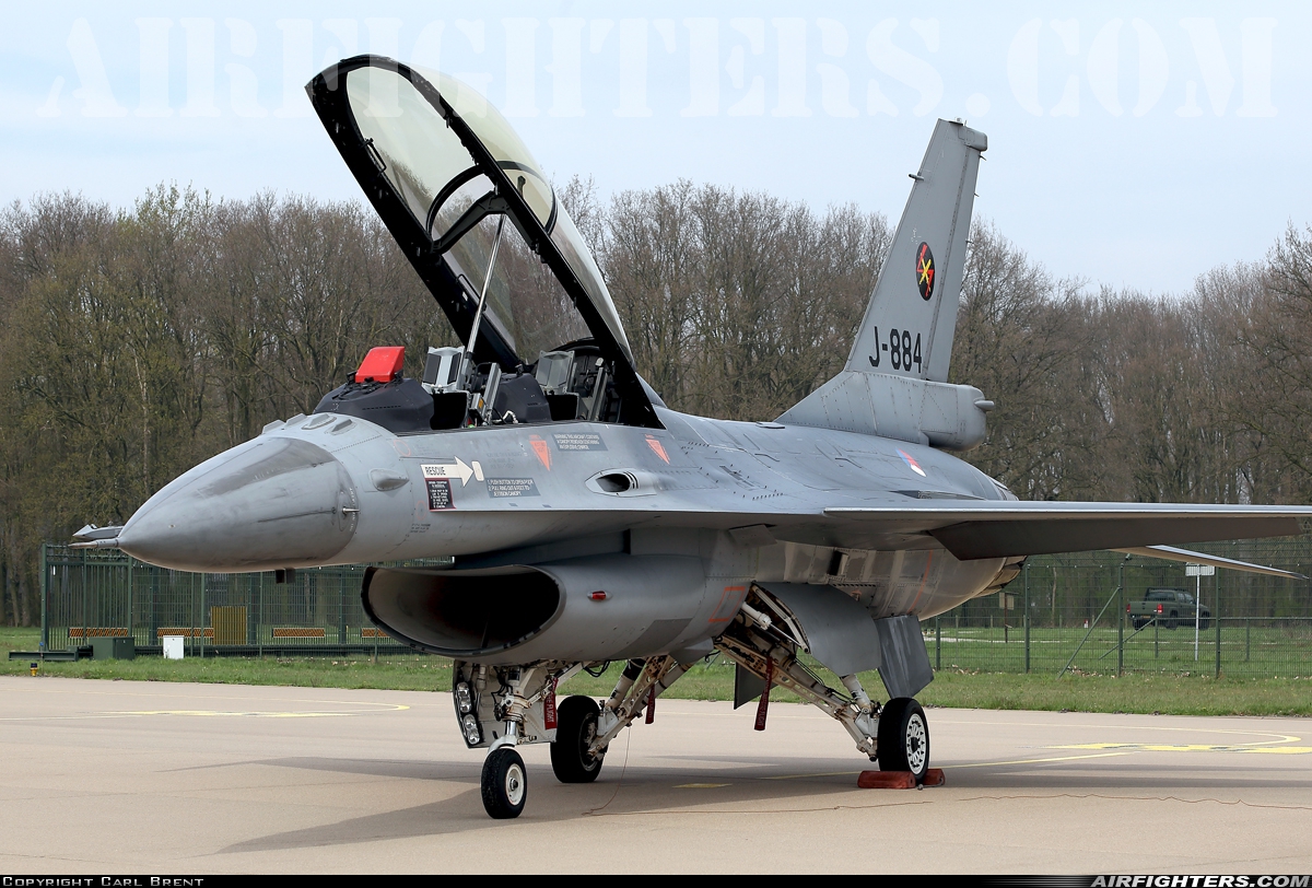 Netherlands - Air Force General Dynamics F-16BM Fighting Falcon J-884 at Uden - Volkel (UDE / EHVK), Netherlands