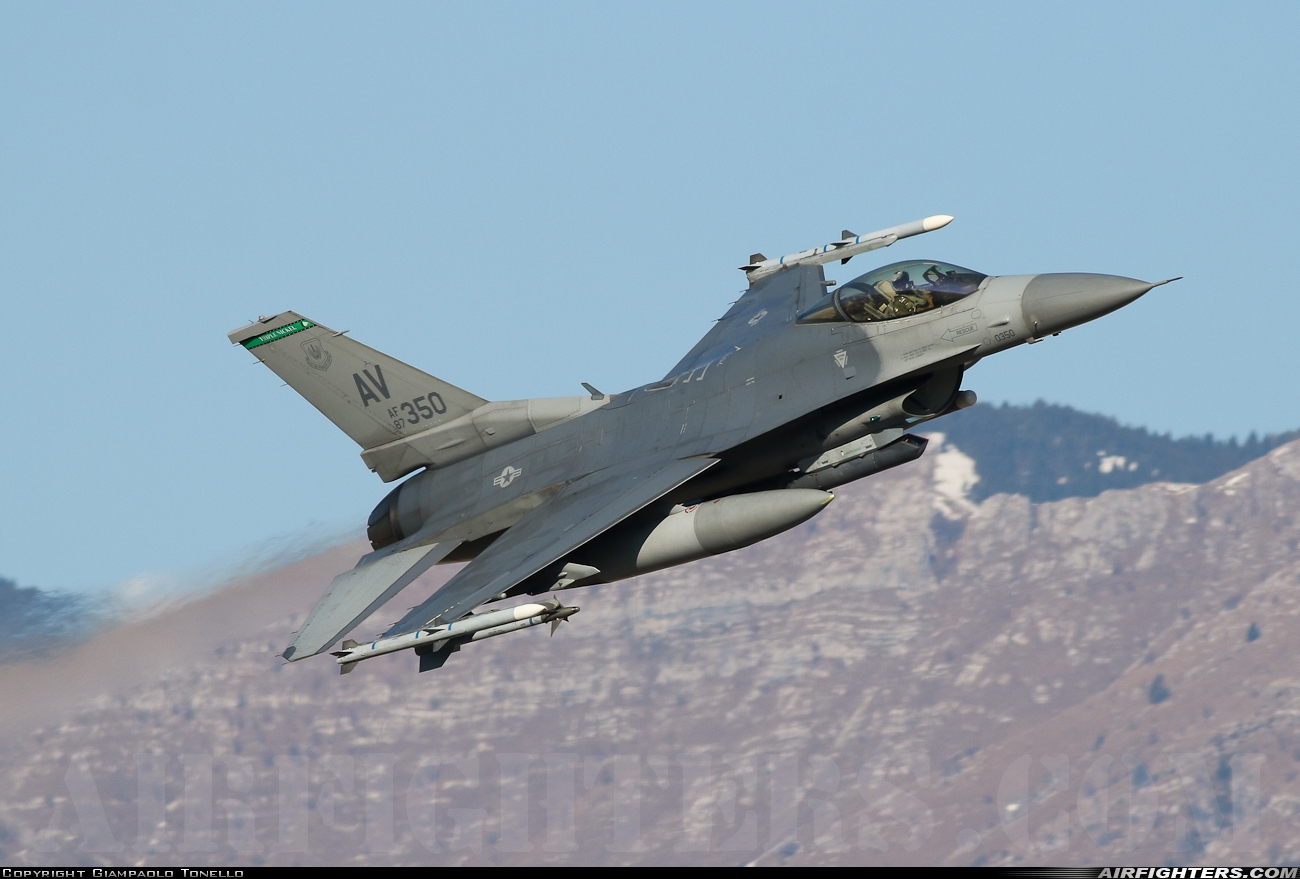 USA - Air Force General Dynamics F-16C Fighting Falcon 87-0350 at Aviano (- Pagliano e Gori) (AVB / LIPA), Italy