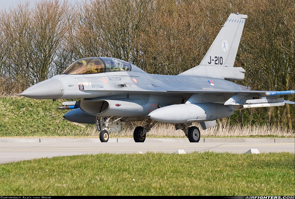 Netherlands - Air Force General Dynamics F-16BM Fighting Falcon J-210 at Leeuwarden (LWR / EHLW), Netherlands