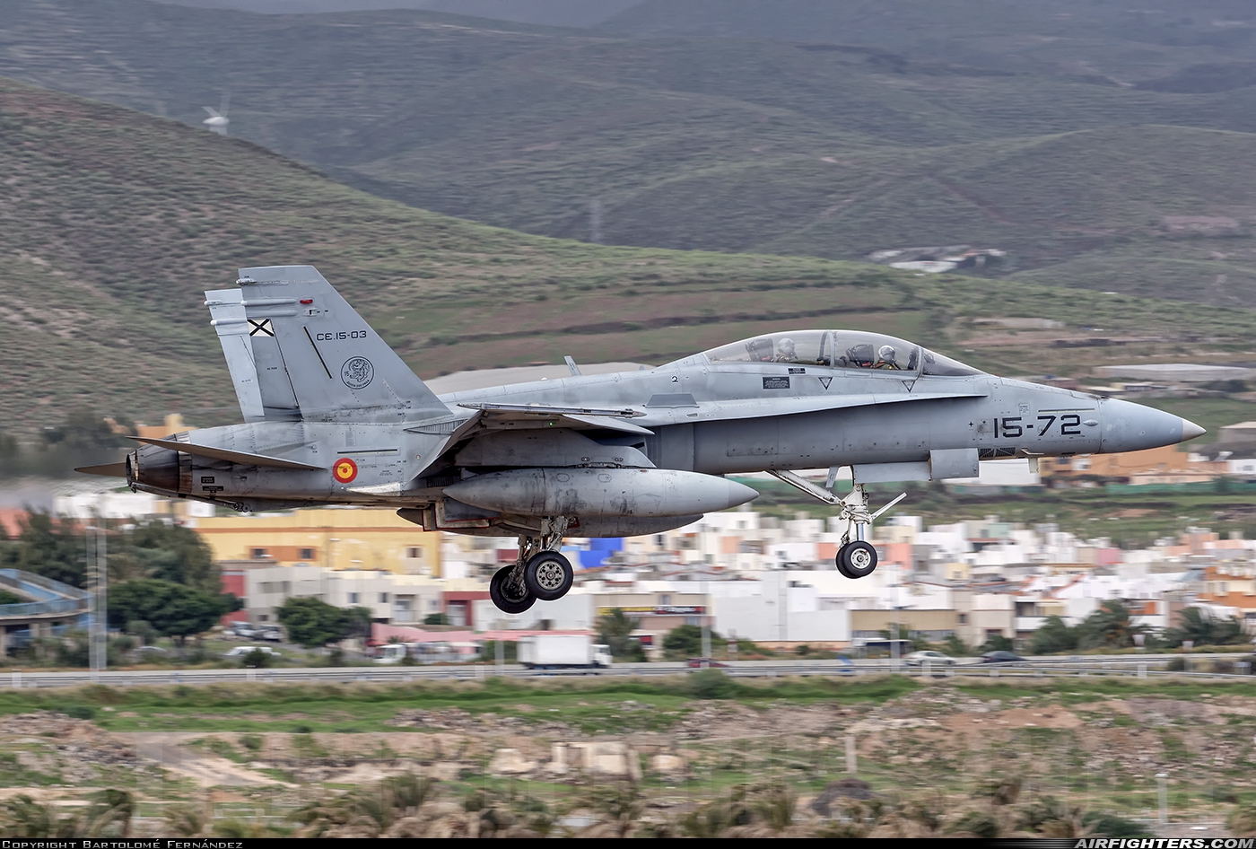 Spain - Air Force McDonnell Douglas CE-15 Hornet (EF-18B+) CE.15-03 at Gran Canaria (- Las Palmas / Gando) (LPA / GCLP), Spain