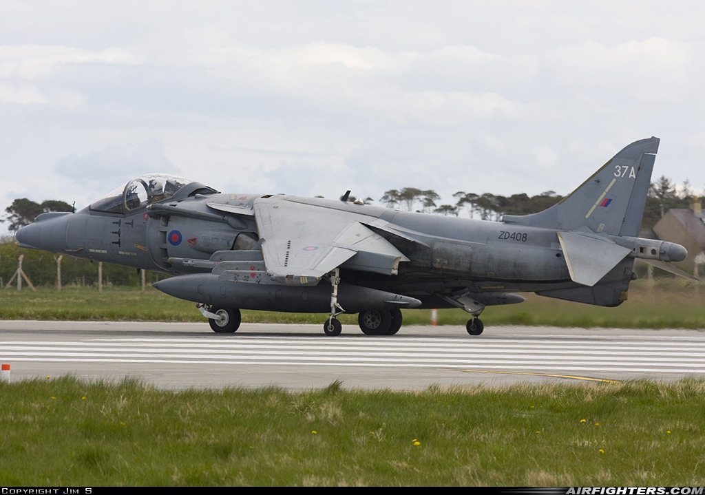 UK - Air Force British Aerospace Harrier GR.7A ZD408 at Lossiemouth (LMO / EGQS), UK