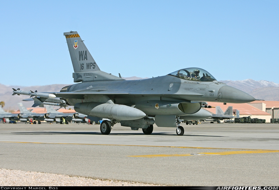 USA - Air Force General Dynamics F-16C Fighting Falcon 93-0553 at Las Vegas - Nellis AFB (LSV / KLSV), USA
