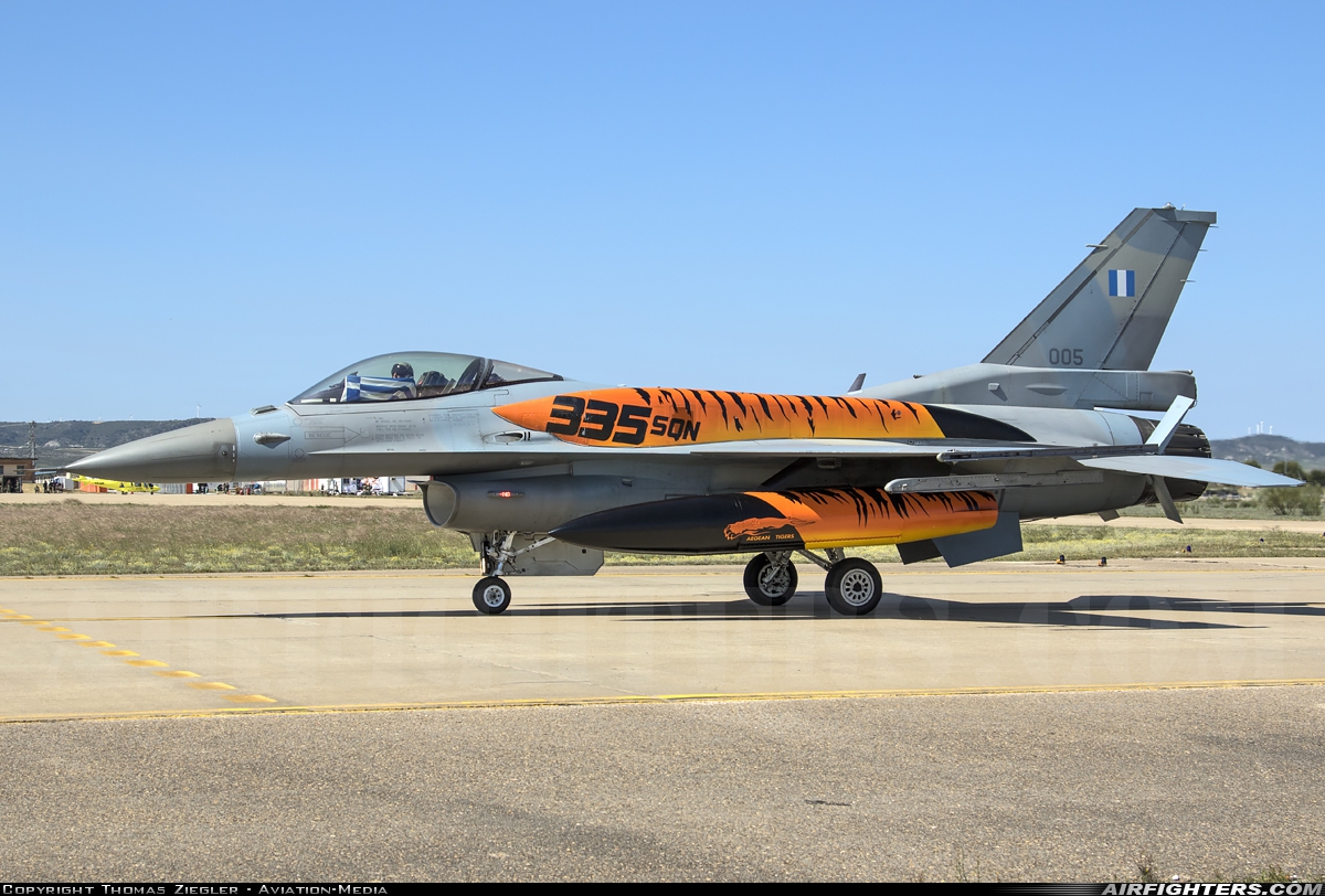 Greece - Air Force General Dynamics F-16C Fighting Falcon 005 at Zaragoza (ZAZ / LEZG), Spain