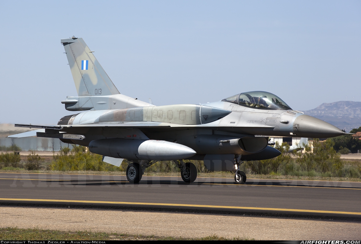 Greece - Air Force General Dynamics F-16C Fighting Falcon 013 at Zaragoza (ZAZ / LEZG), Spain
