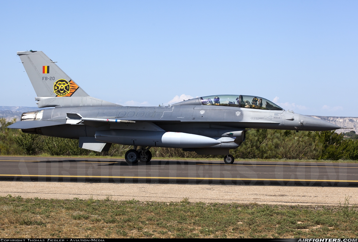 Belgium - Air Force General Dynamics F-16BM Fighting Falcon FB-20 at Zaragoza (ZAZ / LEZG), Spain