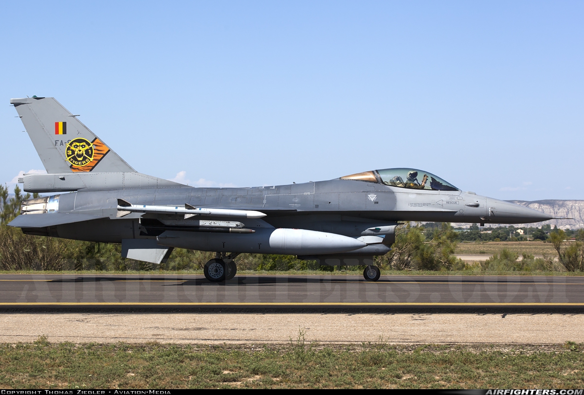 Belgium - Air Force General Dynamics F-16AM Fighting Falcon FA-95 at Zaragoza (ZAZ / LEZG), Spain
