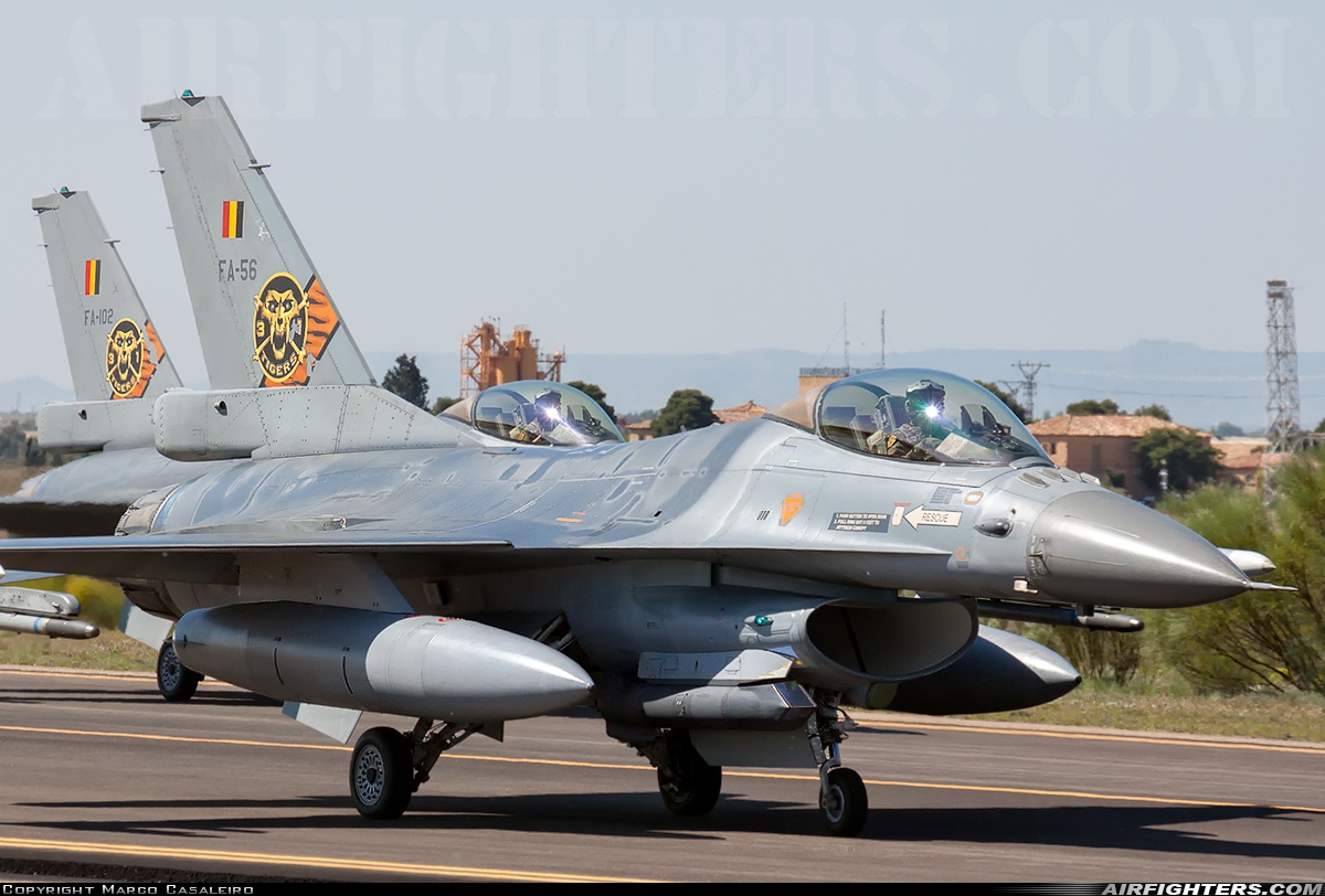 Belgium - Air Force General Dynamics F-16AM Fighting Falcon FA-56 at Zaragoza (ZAZ / LEZG), Spain