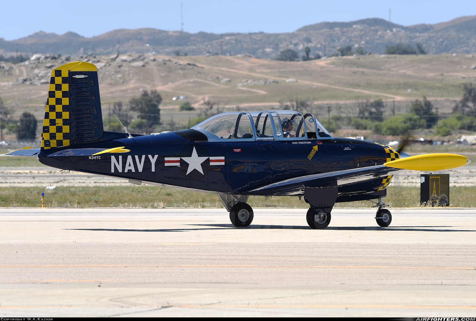 Private Beech A45 Mentor N34YC at Riverside - March ARB (AFB / Field) (RIV / KRIV), USA